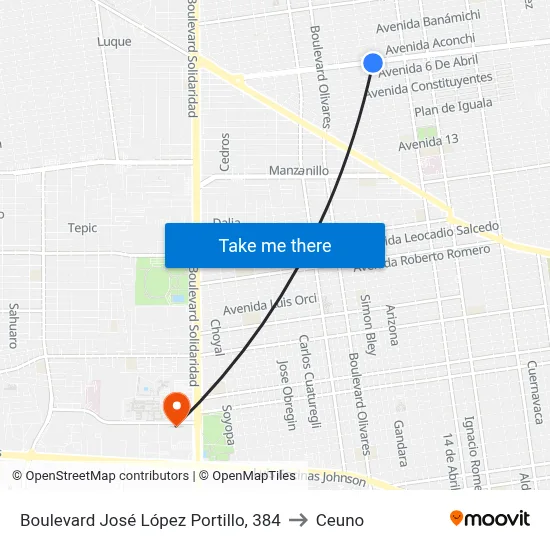 Boulevard José López Portillo, 384 to Ceuno map