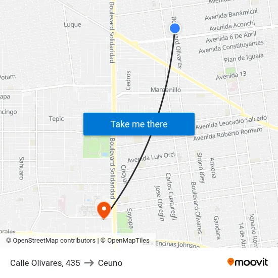 Calle Olivares, 435 to Ceuno map