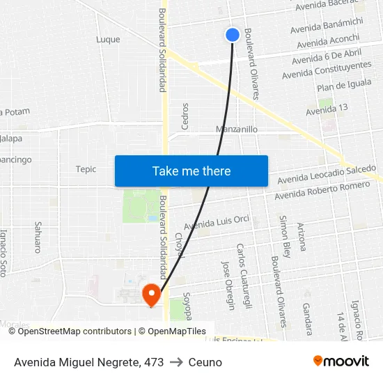 Avenida Miguel Negrete, 473 to Ceuno map