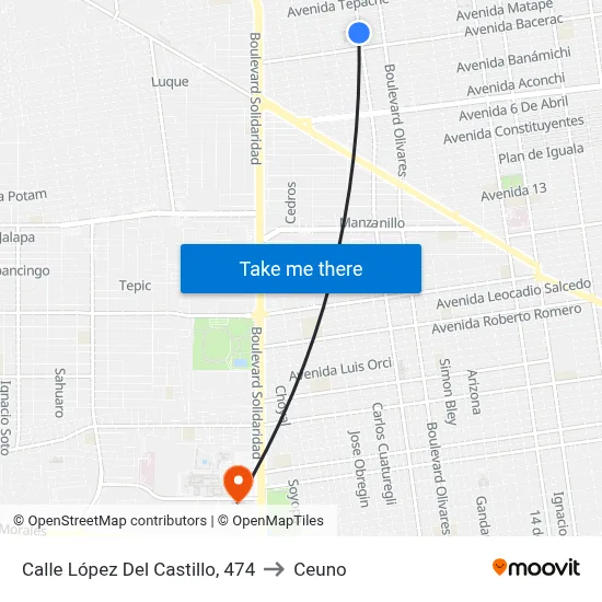 Calle López Del Castillo, 474 to Ceuno map
