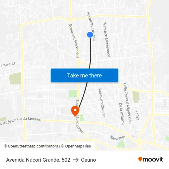 Avenida Nácori Grande, 502 to Ceuno map