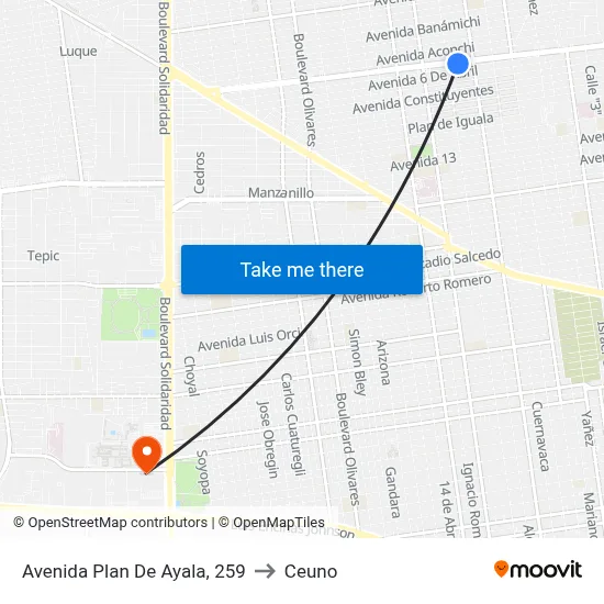 Avenida Plan De Ayala, 259 to Ceuno map