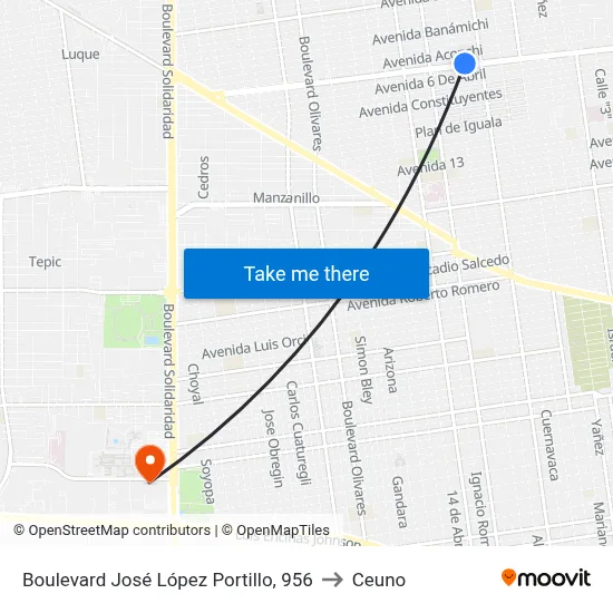 Boulevard José López Portillo, 956 to Ceuno map