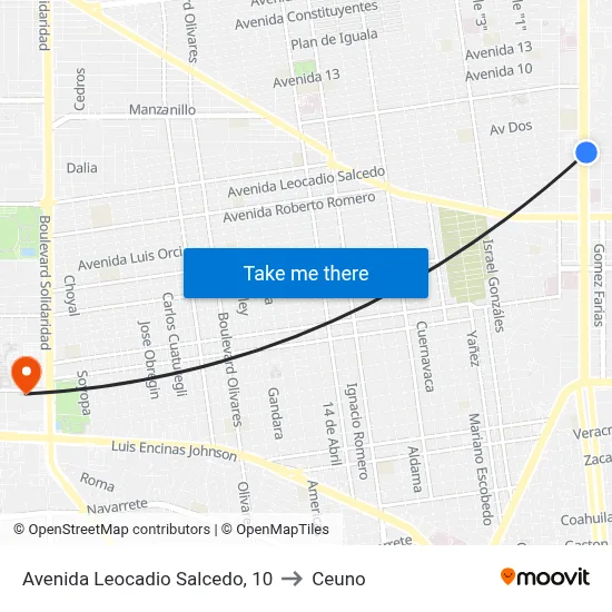 Avenida Leocadio Salcedo, 10 to Ceuno map