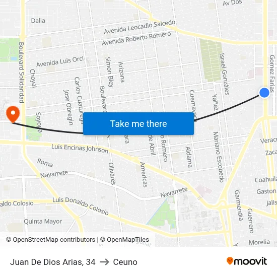 Juan De Dios Arias, 34 to Ceuno map