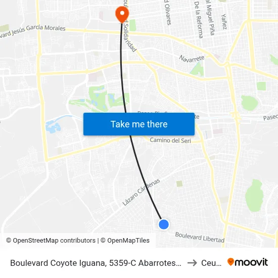 Boulevard Coyote Iguana, 5359-C Abarrotes Lalito, to Ceuno map