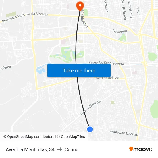 Avenida Mentirillas, 34 to Ceuno map