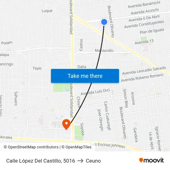 Calle López Del Castillo, 5016 to Ceuno map