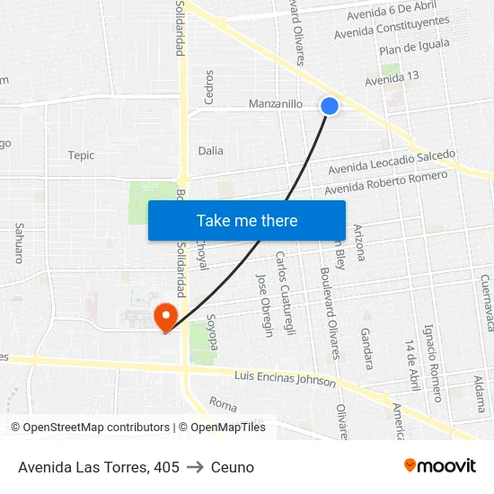 Avenida Las Torres, 405 to Ceuno map
