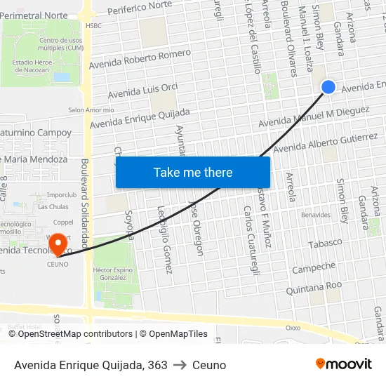 Avenida Enrique Quijada, 363 to Ceuno map
