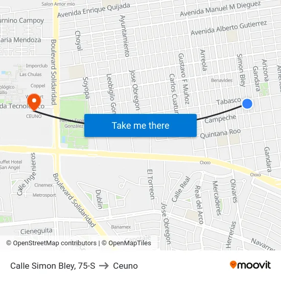 Calle Simon Bley, 75-S to Ceuno map