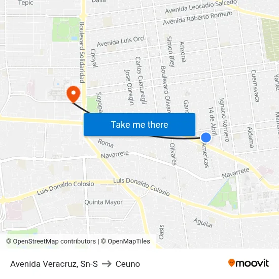 Avenida Veracruz, Sn-S to Ceuno map