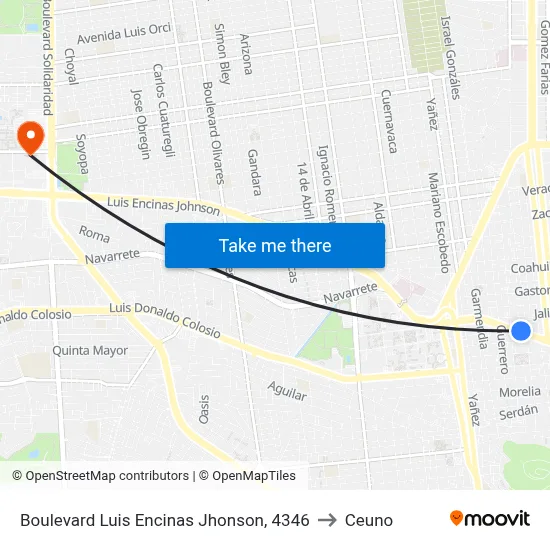 Boulevard Luis Encinas Jhonson, 4346 to Ceuno map