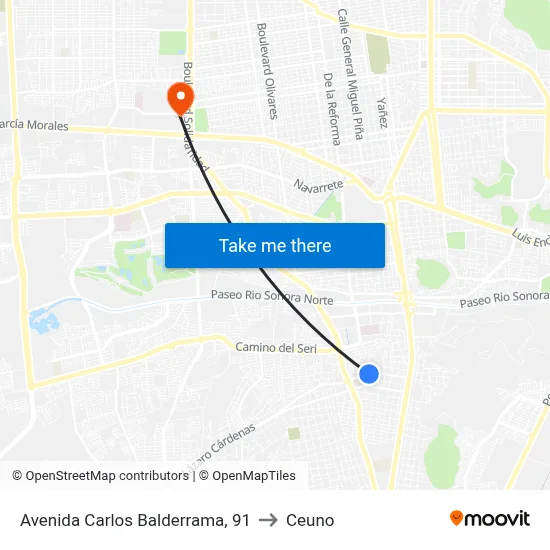 Avenida Carlos Balderrama, 91 to Ceuno map