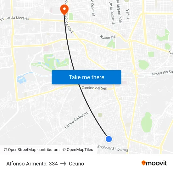 Alfonso Armenta, 334 to Ceuno map