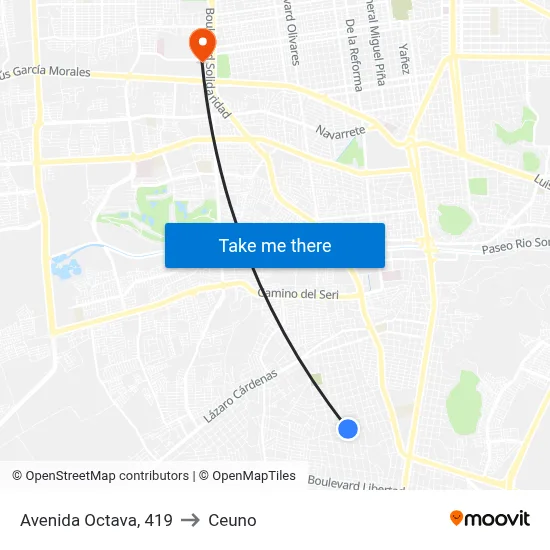 Avenida Octava, 419 to Ceuno map