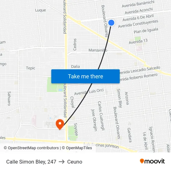 Calle Simon Bley, 247 to Ceuno map