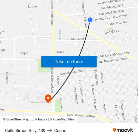 Calle Simon Bley, 439 to Ceuno map