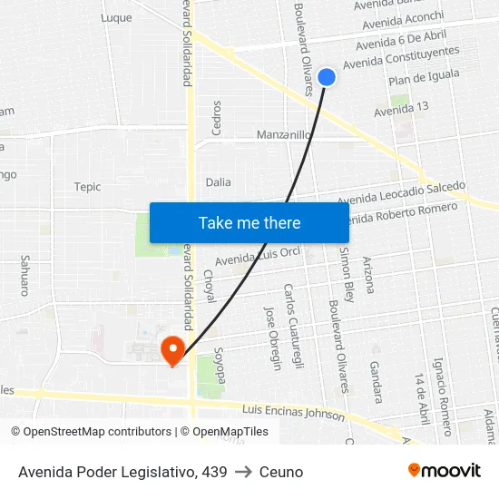 Avenida Poder Legislativo, 439 to Ceuno map
