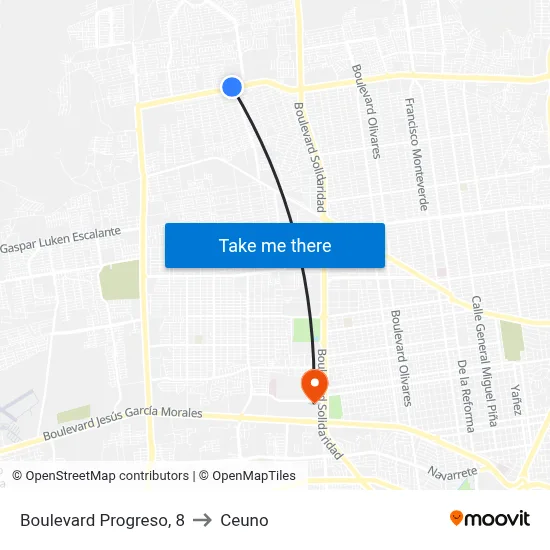 Boulevard Progreso, 8 to Ceuno map