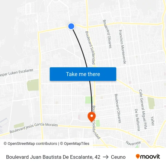 Boulevard Juan Bautista De Escalante, 42 to Ceuno map