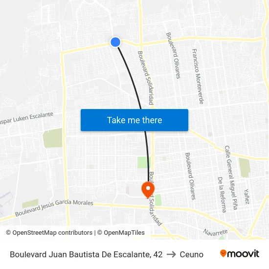 Boulevard Juan Bautista De Escalante, 42 to Ceuno map