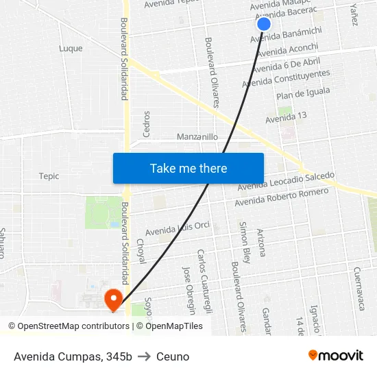 Avenida Cumpas, 345b to Ceuno map