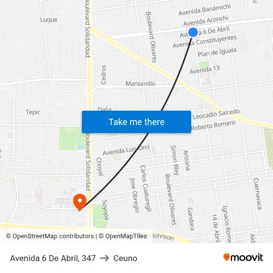 Avenida 6 De Abril, 347 to Ceuno map