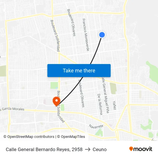 Calle General Bernardo Reyes, 2958 to Ceuno map