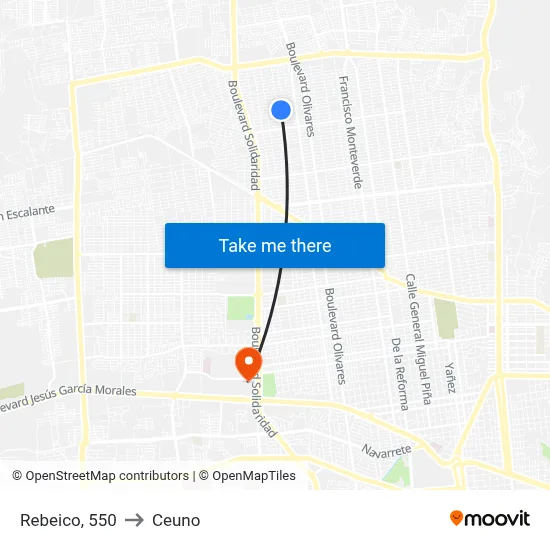 Rebeico, 550 to Ceuno map