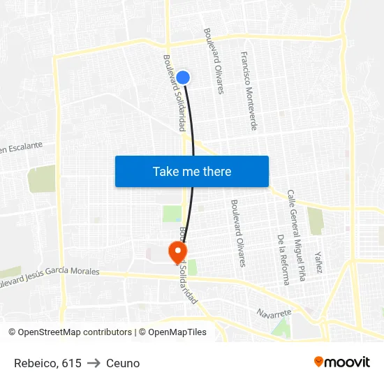 Rebeico, 615 to Ceuno map