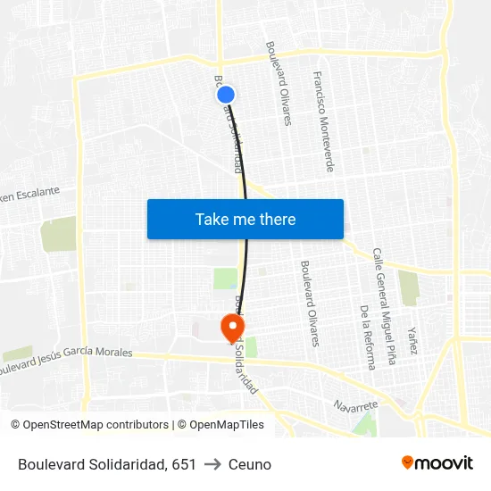Boulevard Solidaridad, 651 to Ceuno map