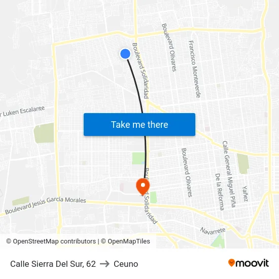 Calle Sierra Del Sur, 62 to Ceuno map