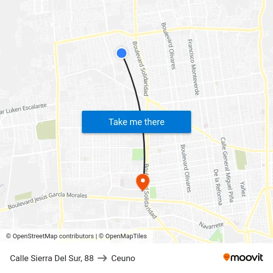 Calle Sierra Del Sur, 88 to Ceuno map
