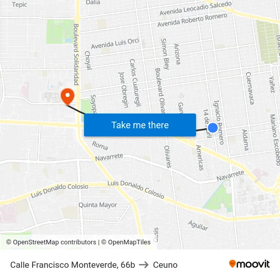 Calle Francisco Monteverde, 66b to Ceuno map