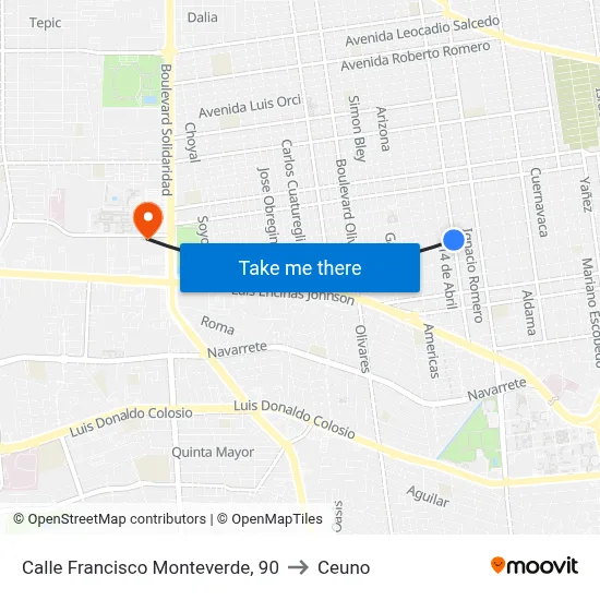 Calle Francisco Monteverde, 90 to Ceuno map