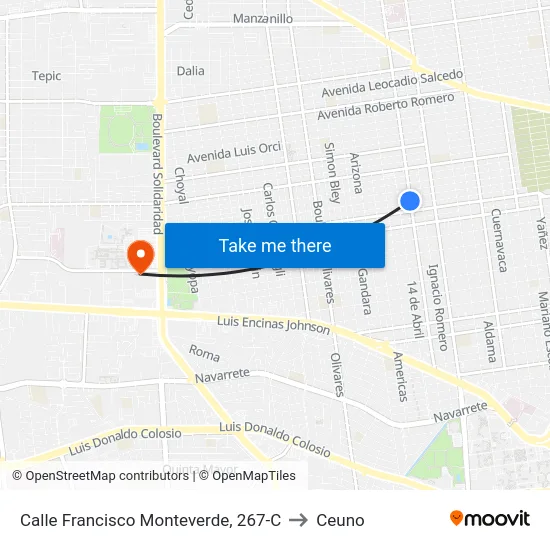 Calle Francisco Monteverde, 267-C to Ceuno map