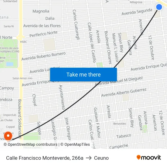 Calle Francisco Monteverde, 266a to Ceuno map