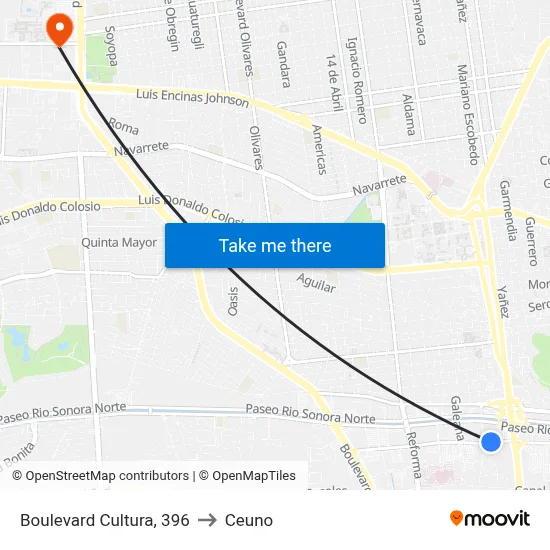 Boulevard Cultura, 396 to Ceuno map