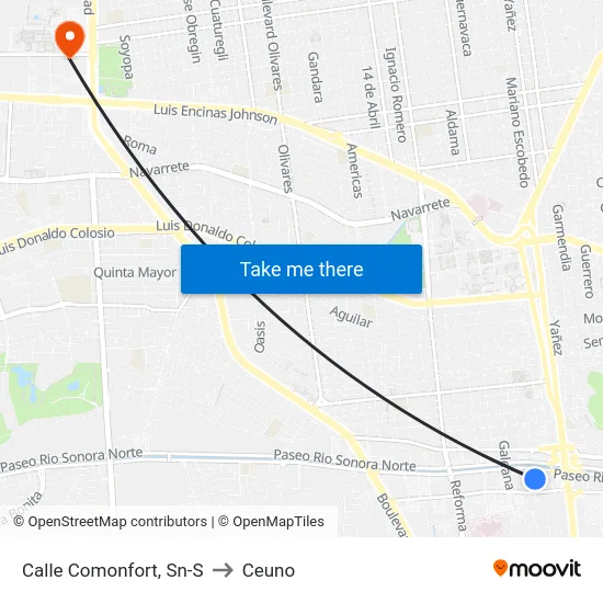 Calle Comonfort, Sn-S to Ceuno map