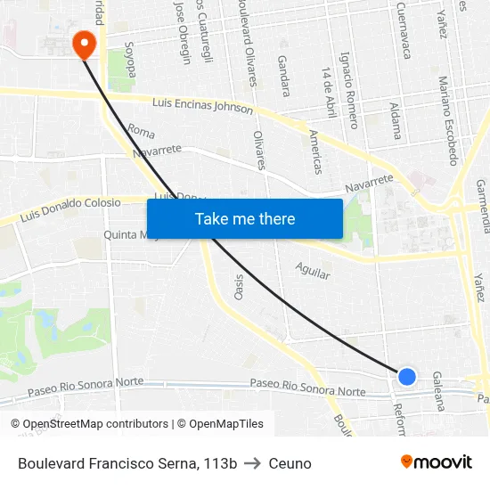 Boulevard Francisco Serna, 113b to Ceuno map