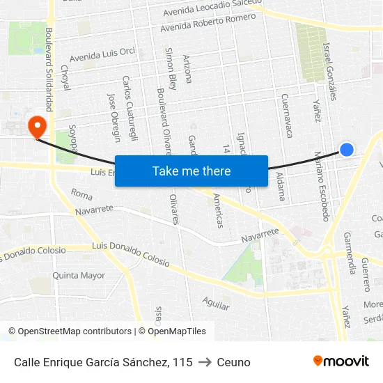 Calle Enrique García Sánchez, 115 to Ceuno map