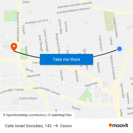 Calle Israel González, 143 to Ceuno map