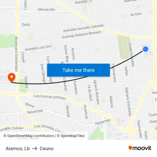 Alamos, Lb to Ceuno map