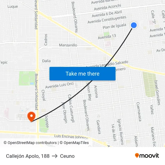 Callejón Apolo, 188 to Ceuno map
