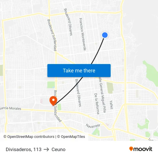 Divisaderos, 113 to Ceuno map