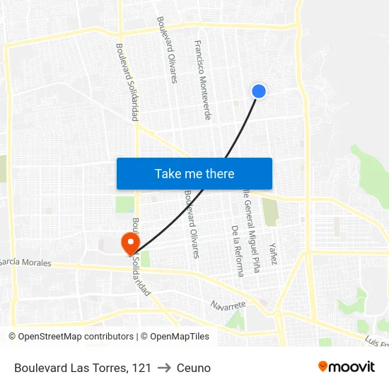 Boulevard Las Torres, 121 to Ceuno map