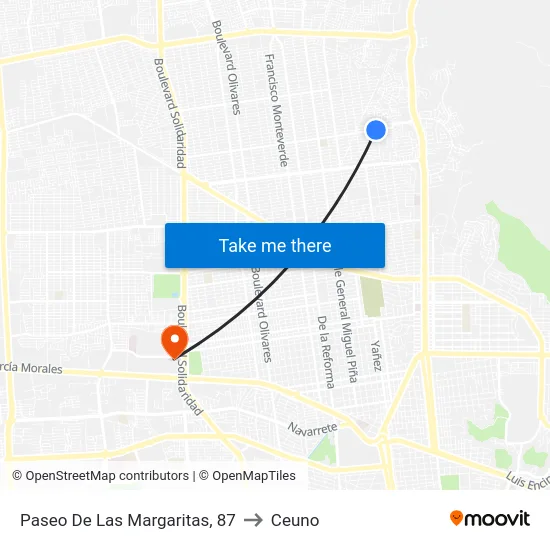 Paseo De Las Margaritas, 87 to Ceuno map