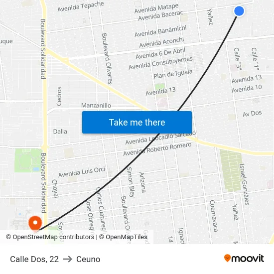 Calle Dos, 22 to Ceuno map
