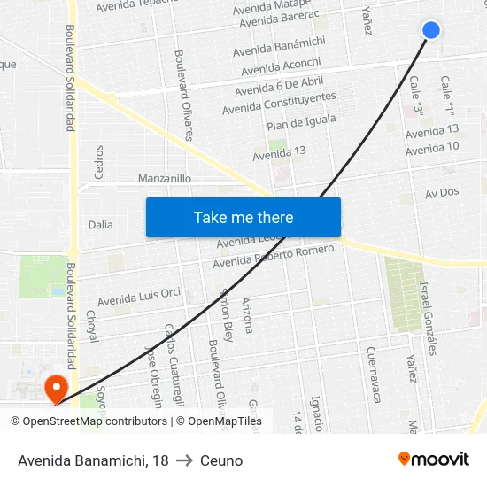 Avenida Banamichi, 18 to Ceuno map
